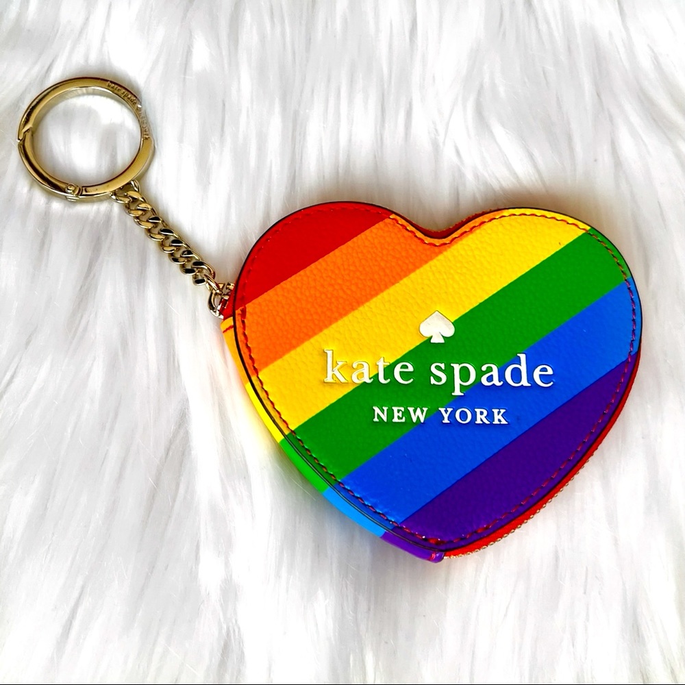 Kate Spade Rainbow Pride Heart Coin Purse Key Chain